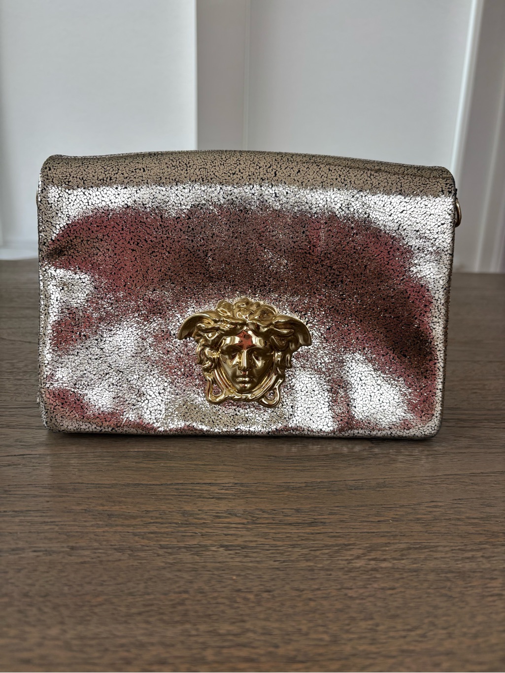 Versace Metallic Gold Medusa Shoulder Clutch